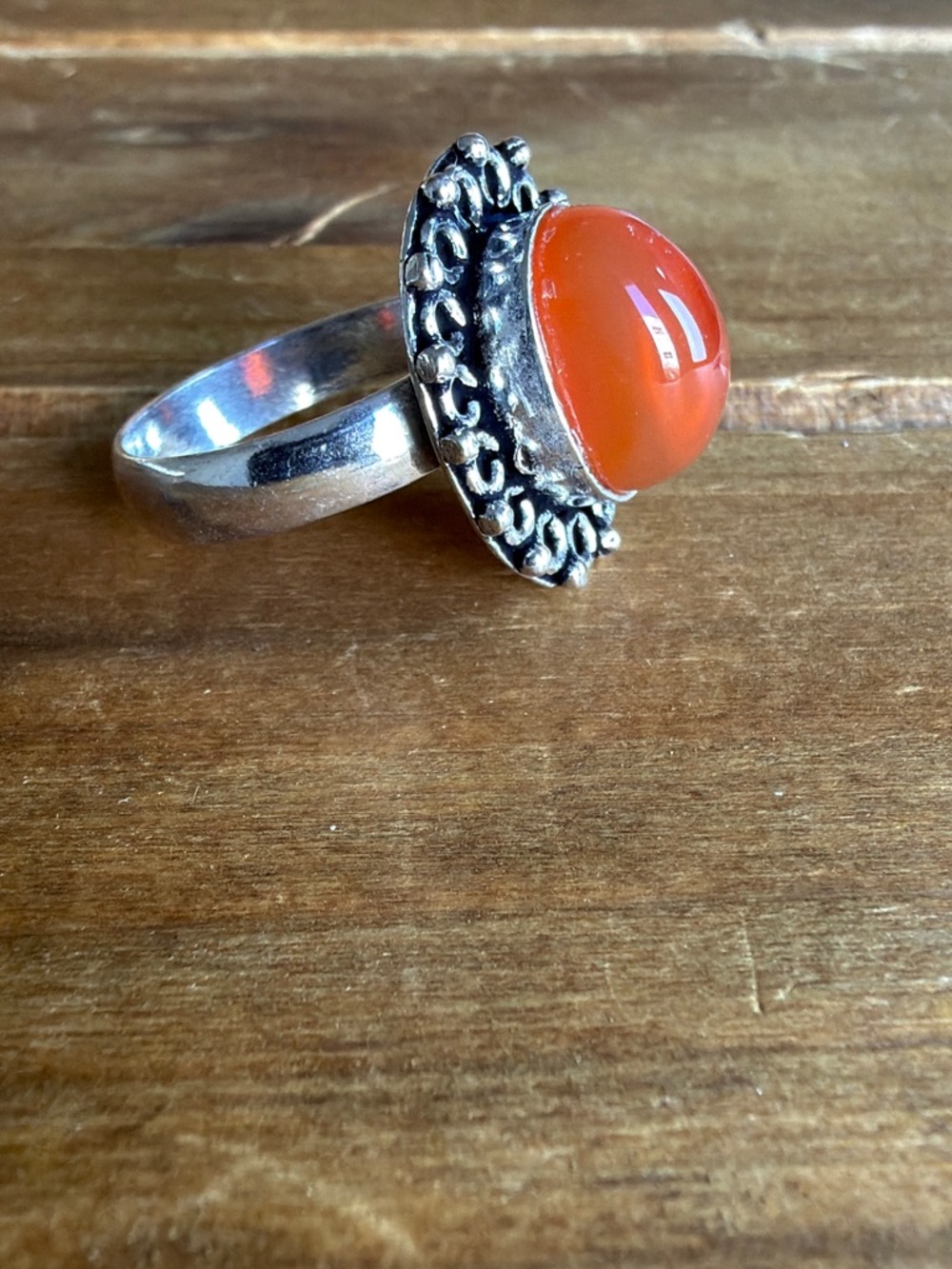 Women Jewelry Carnelian Gemstone Ring Size 10 Silver 925 Bohemian Vintage Boho - Picture 3 of 5